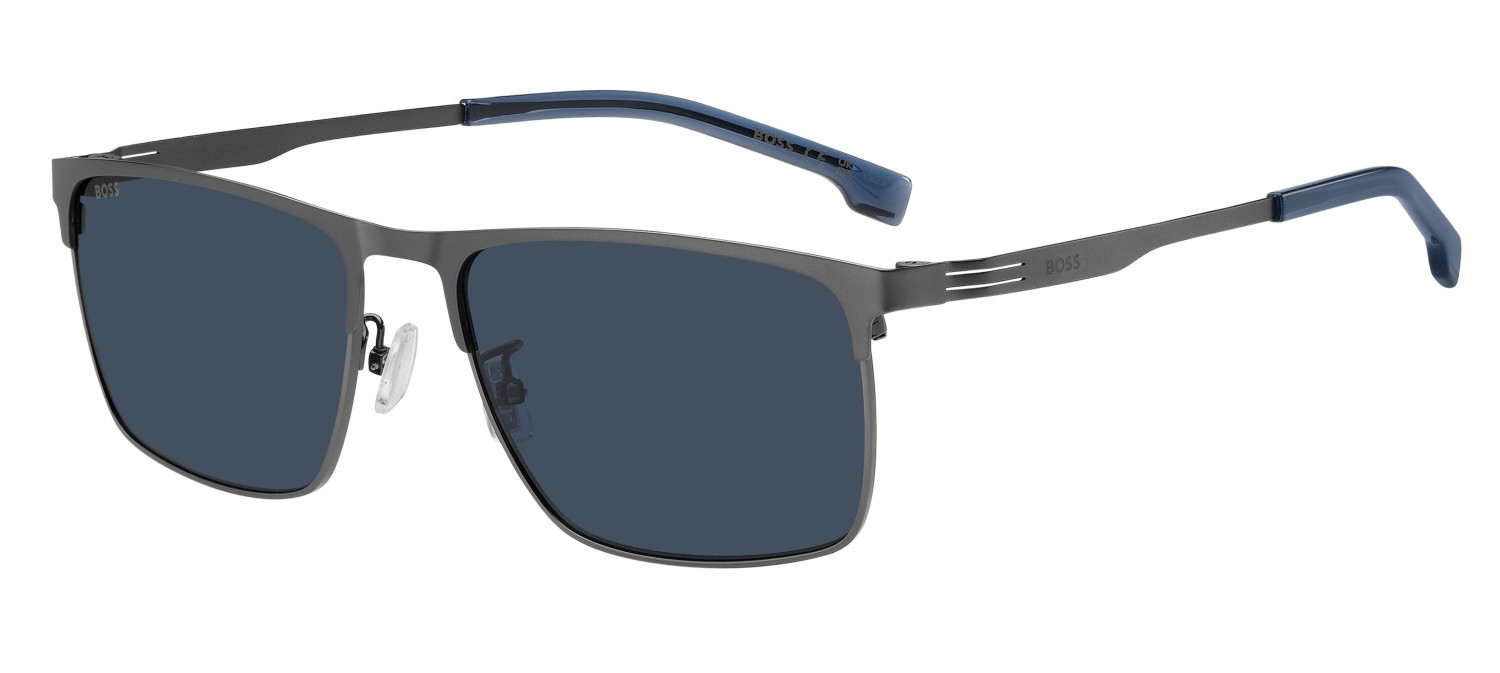 Occhiali da sole Hugo Boss 1837/G 208344 R80 KU colore matte dark ruthenium forma rettangolare lenti blue