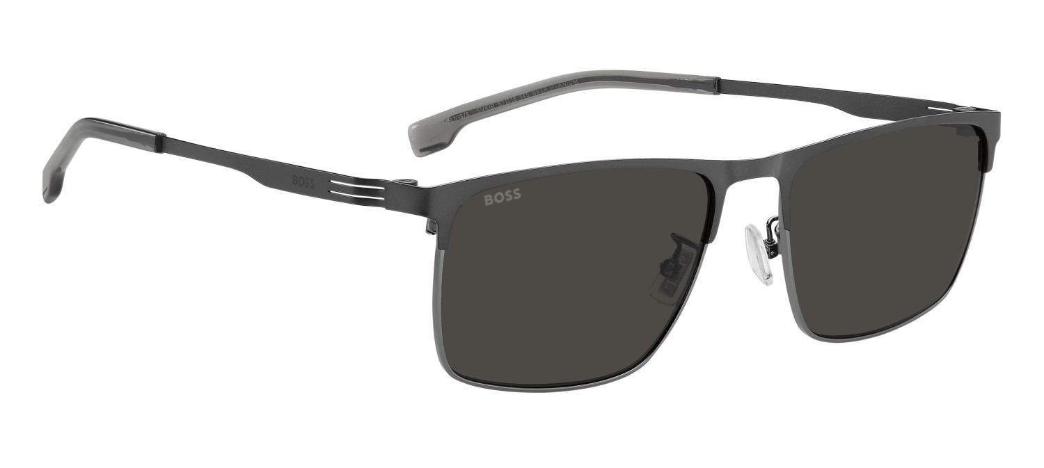 Occhiali da sole Hugo Boss 1837/G 208344 SVK IR colore matte ruthenium black forma rettangolare lenti grey