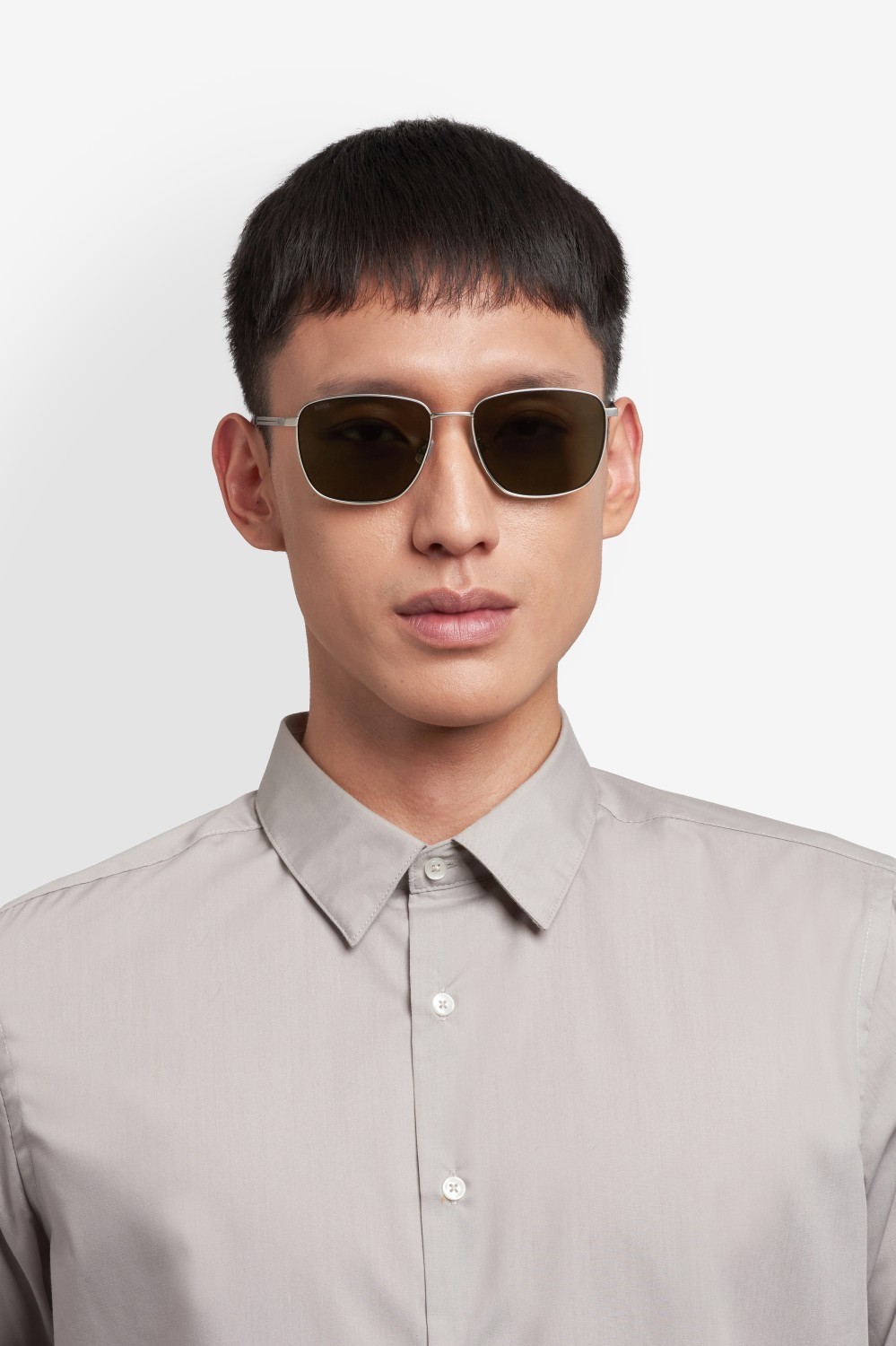 Sunglasses Hugo Boss 1870/F 208345 R81 QT color matte ruthenium shape rectangle lenses green