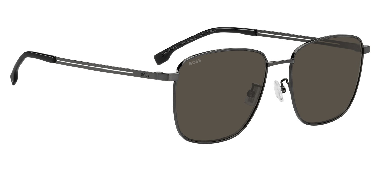 Occhiali da sole Hugo Boss 1870/F 208345 V81 IR colore dark ruthenium black forma rettangolare lenti grey