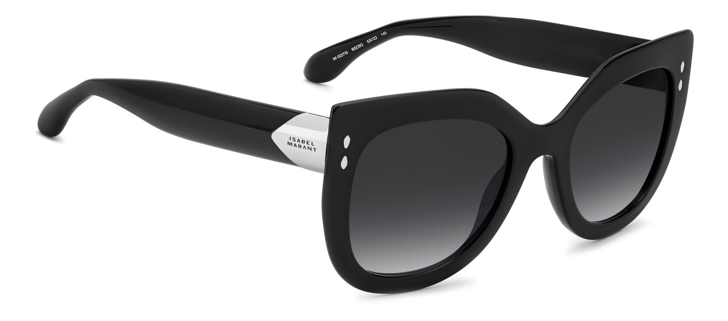 Sunglasses Isabel Marant Im 0227/S 208347 BSC 9O color black silver shape cat eye lenses dark grey shaded