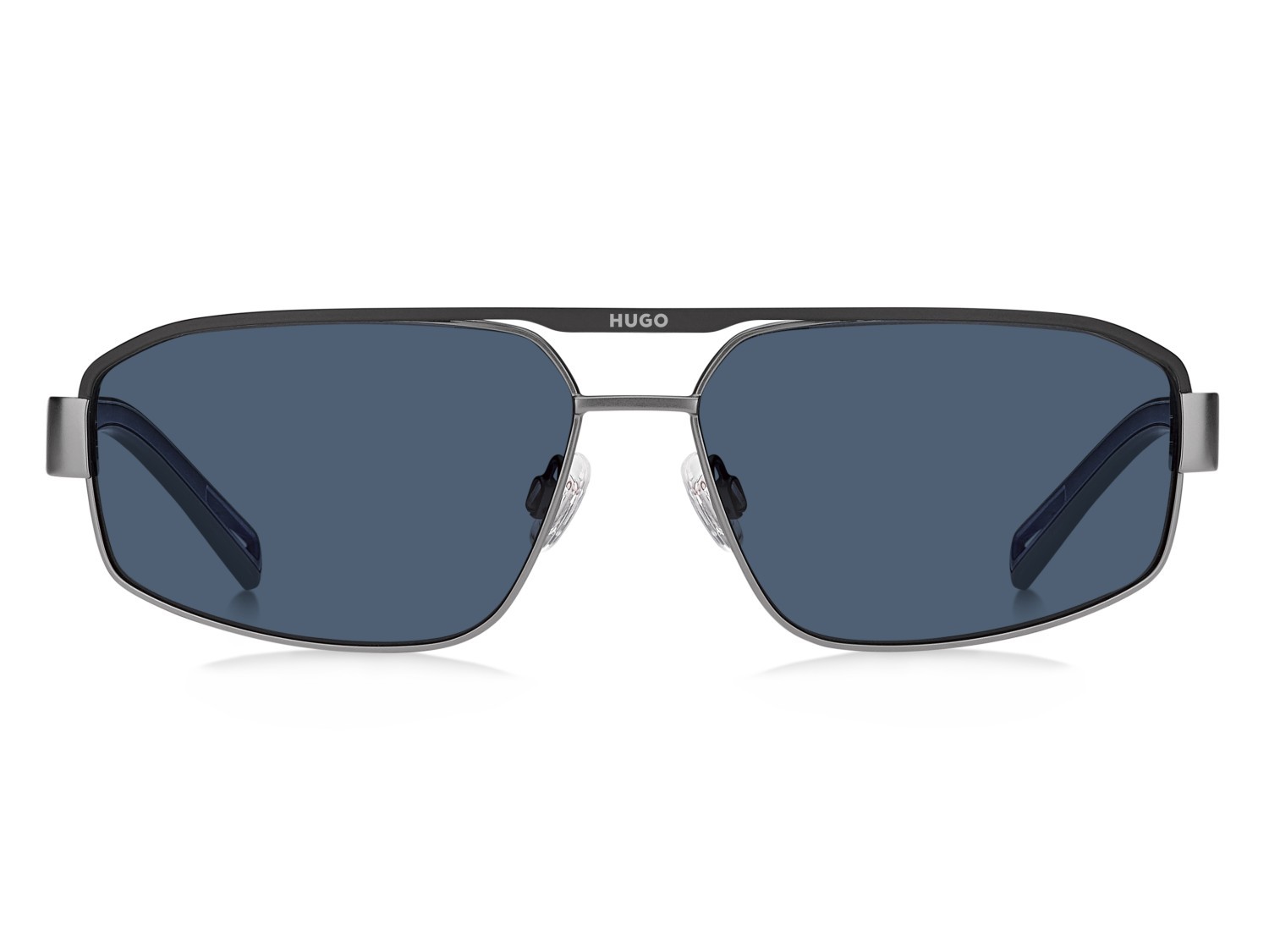 Sunglasses Hugo Hg 1368/S 208351 SVK KU color matte ruthenium black shape navigator lenses blue
