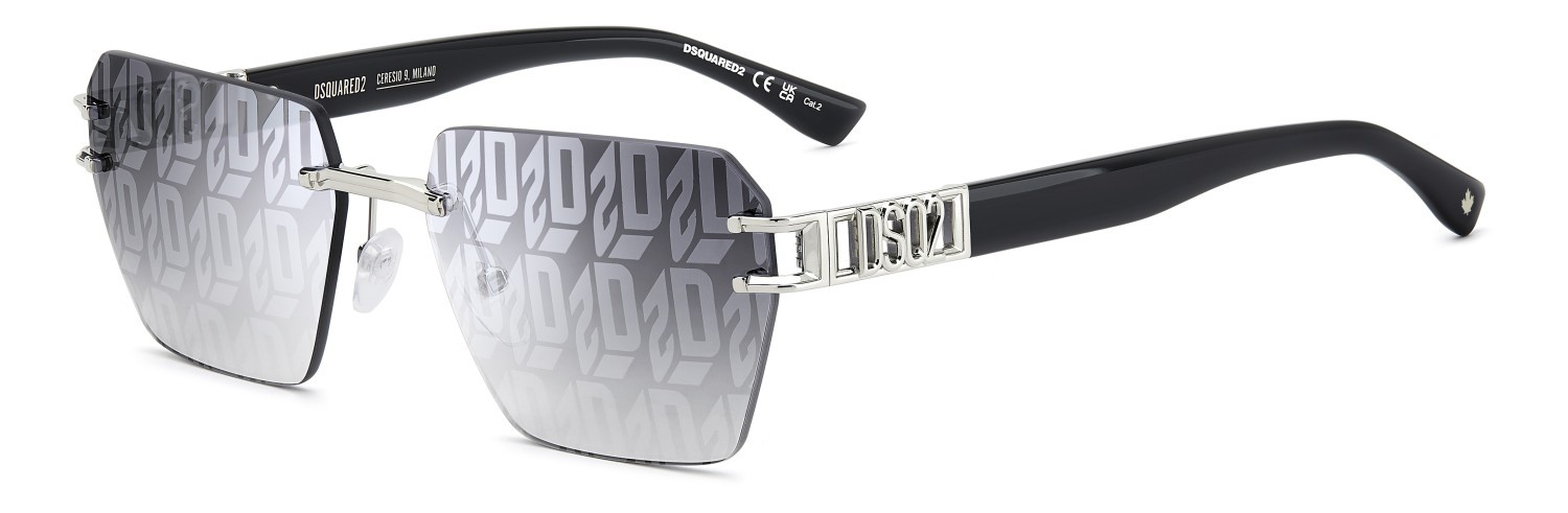 Occhiali da sole Dsquared2 D2 0173/S 208352 010 MD colore palladium forma rettangolare lenti grey top linear mirror silver