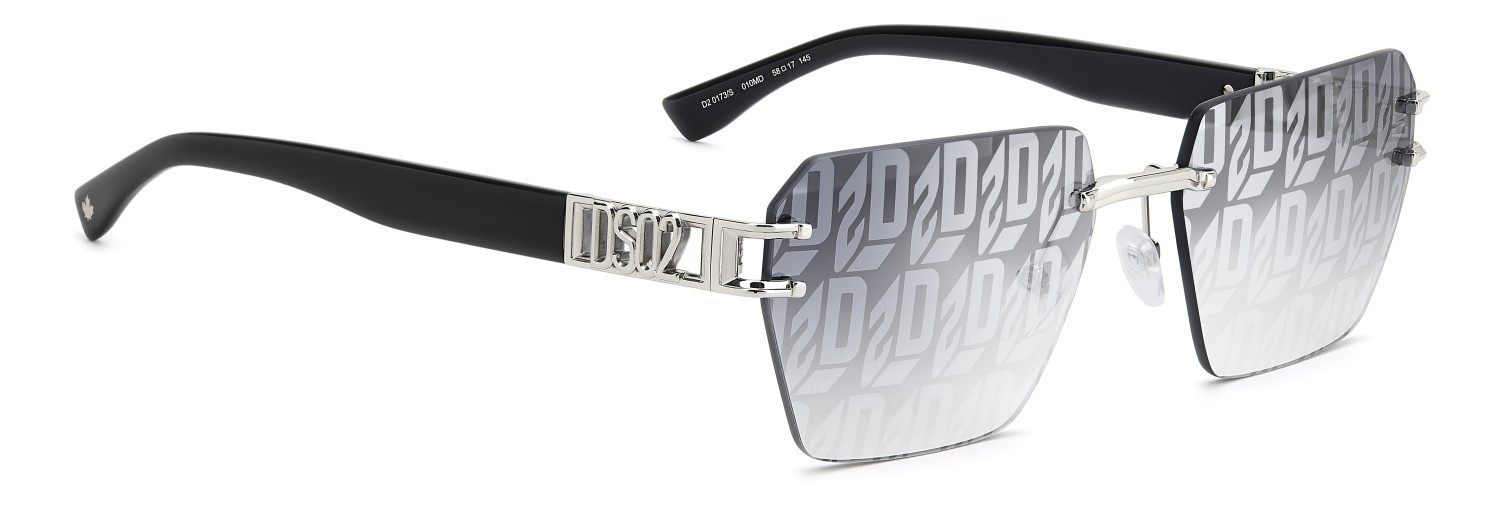 Occhiali da sole Dsquared2 D2 0173/S 208352 010 MD colore palladium forma rettangolare lenti grey top linear mirror silver
