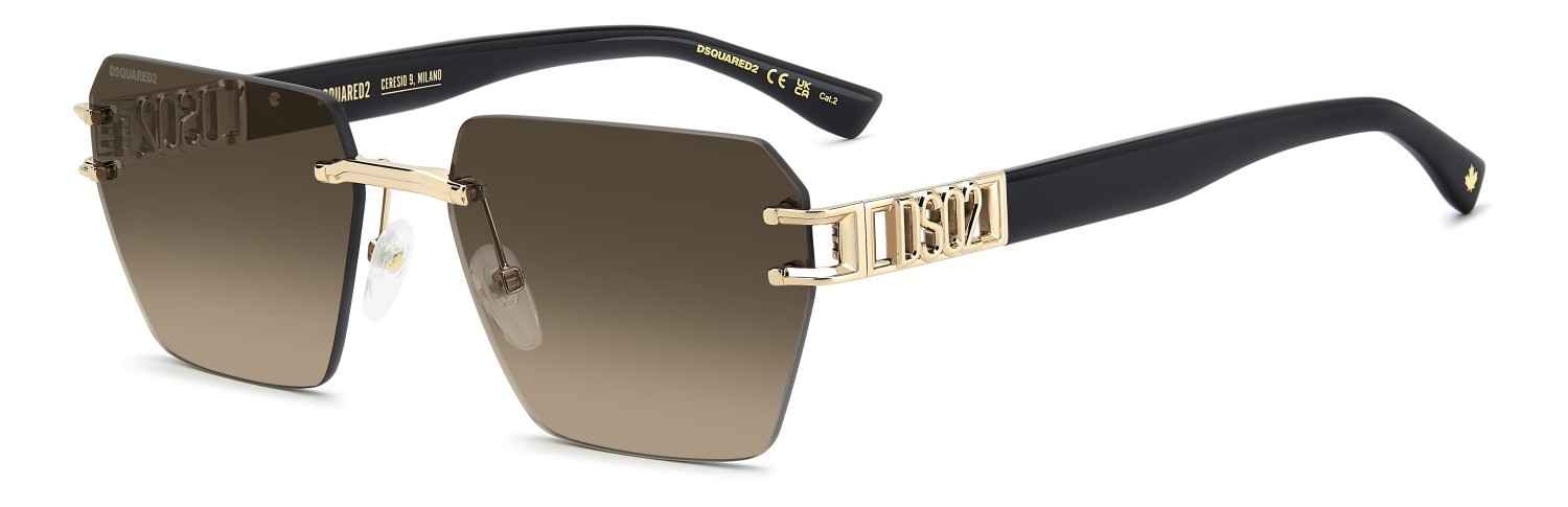 Occhiali da sole Dsquared2 D2 0173/S 208352 J5G HA colore gold forma rettangolare lenti brown shaded