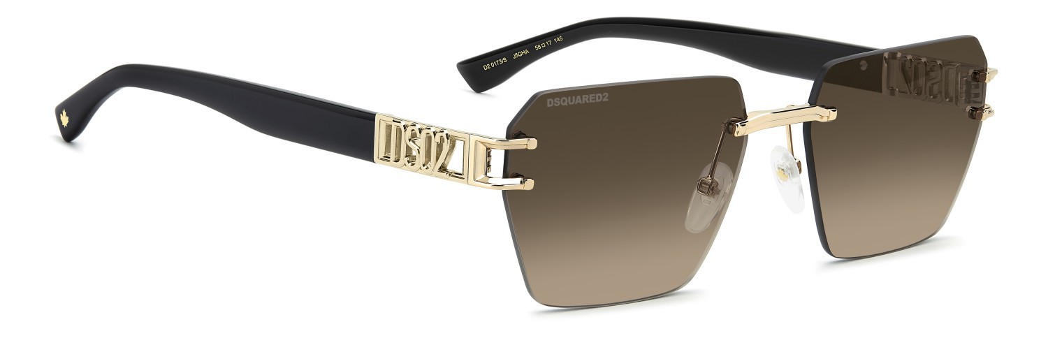 Occhiali da sole Dsquared2 D2 0173/S 208352 J5G HA colore gold forma rettangolare lenti brown shaded