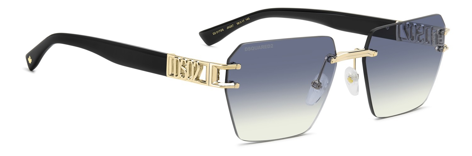 Occhiali da sole Dsquared2 D2 0173/S 208352 J5G ST colore gold forma rettangolare lenti azure shaded