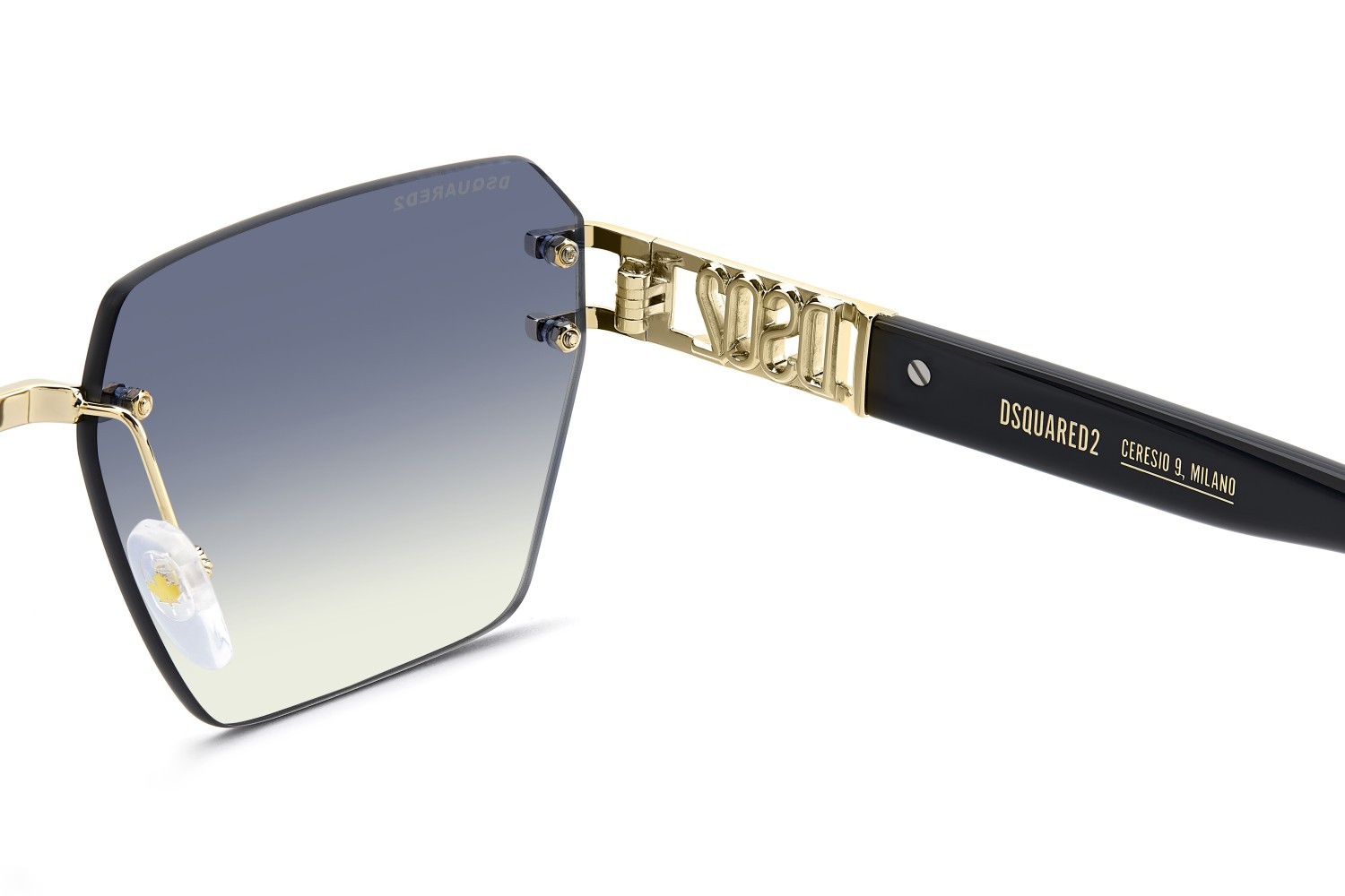 Occhiali da sole Dsquared2 D2 0173/S 208352 J5G ST colore gold forma rettangolare lenti azure shaded