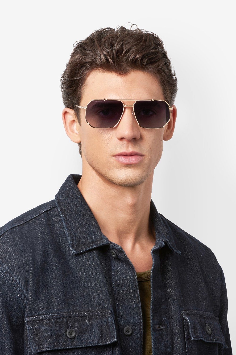 Occhiali da sole Dsquared2 D2 0175/S 208353 000 9O colore rose gold forma rettangolare lenti dark grey shaded