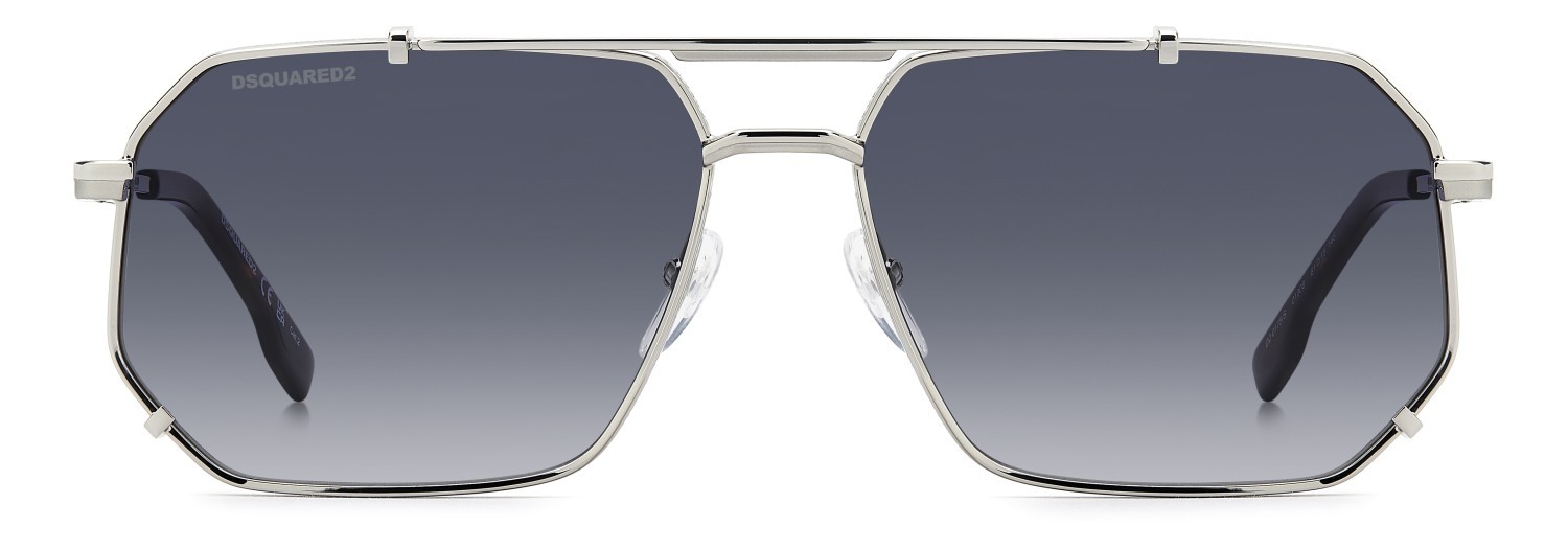 Occhiali da sole Dsquared2 D2 0175/S 208353 010 08 colore palladium forma rettangolare lenti dk blue shaded