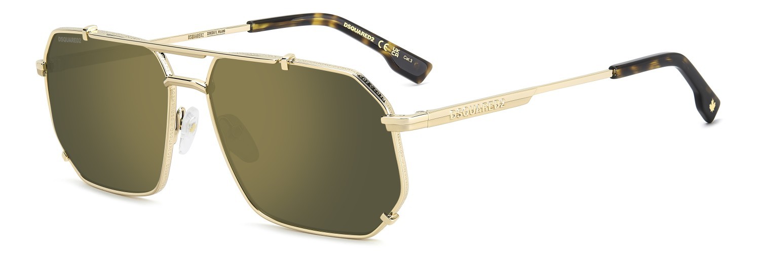 Occhiali da sole Dsquared2 D2 0175/S 208353 J5G CW colore gold forma rettangolare lenti green gold mirror