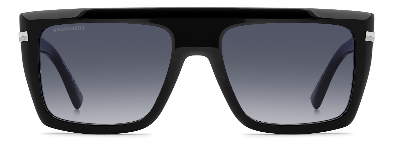 Sunglasses Dsquared2 D2 0177/S 208354 807 08 color black shape rectangle lenses dk blue shaded