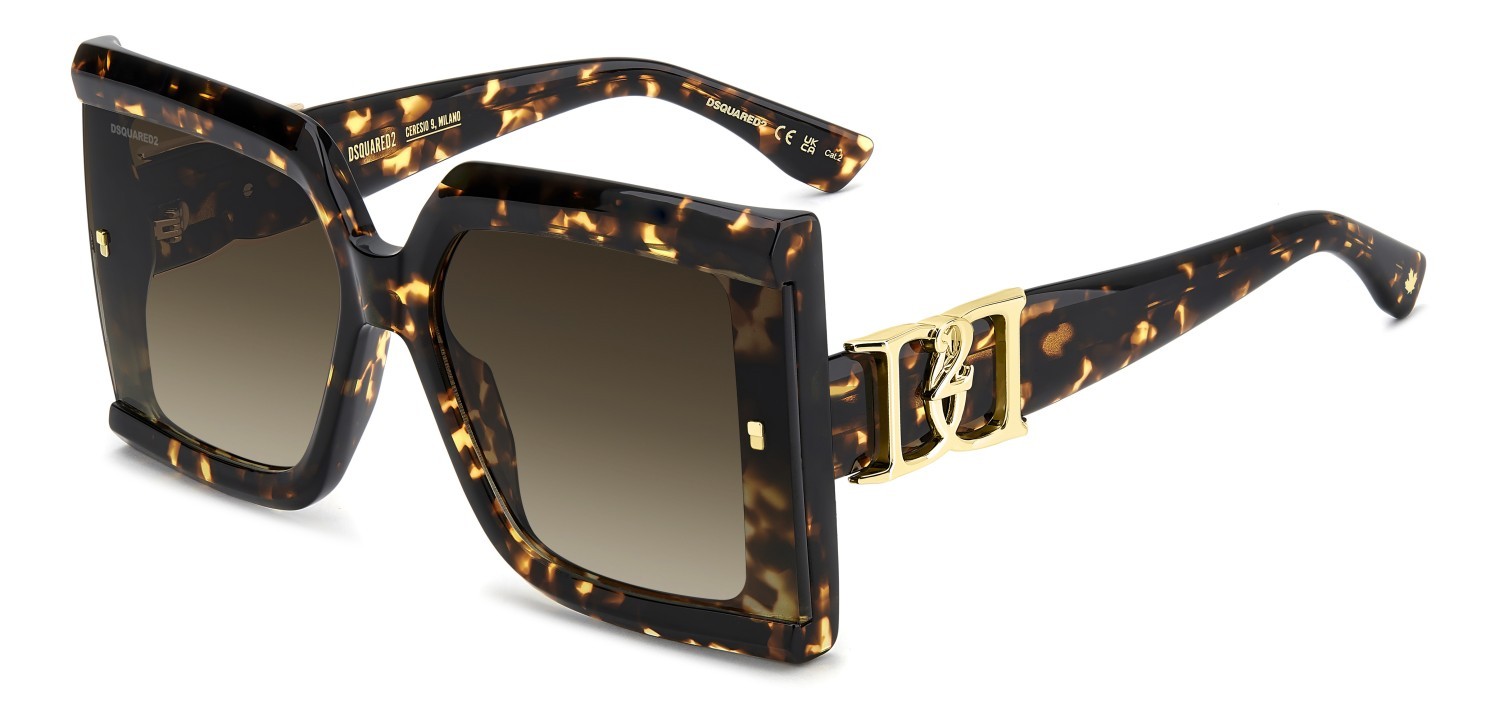 Occhiali da sole Dsquared2 D2 0185/G 208356 086 HA colore havana forma quadrato lenti brown shaded