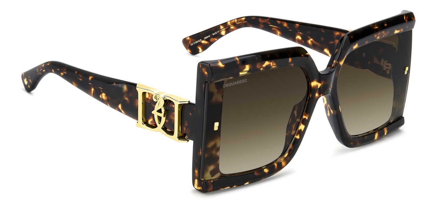 Occhiali da sole Dsquared2 D2 0185/G 208356 086 HA colore havana forma quadrato lenti brown shaded