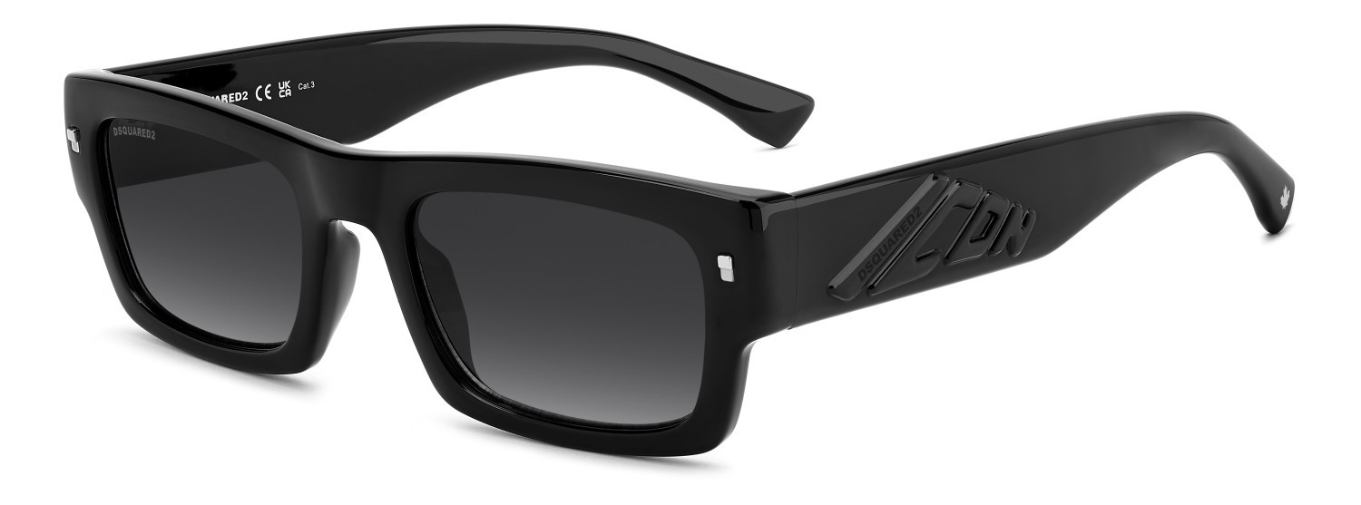 Occhiali da sole Dsquared2 Icon 0027/S 208357 807 9O colore black forma rettangolare lenti dark grey shaded