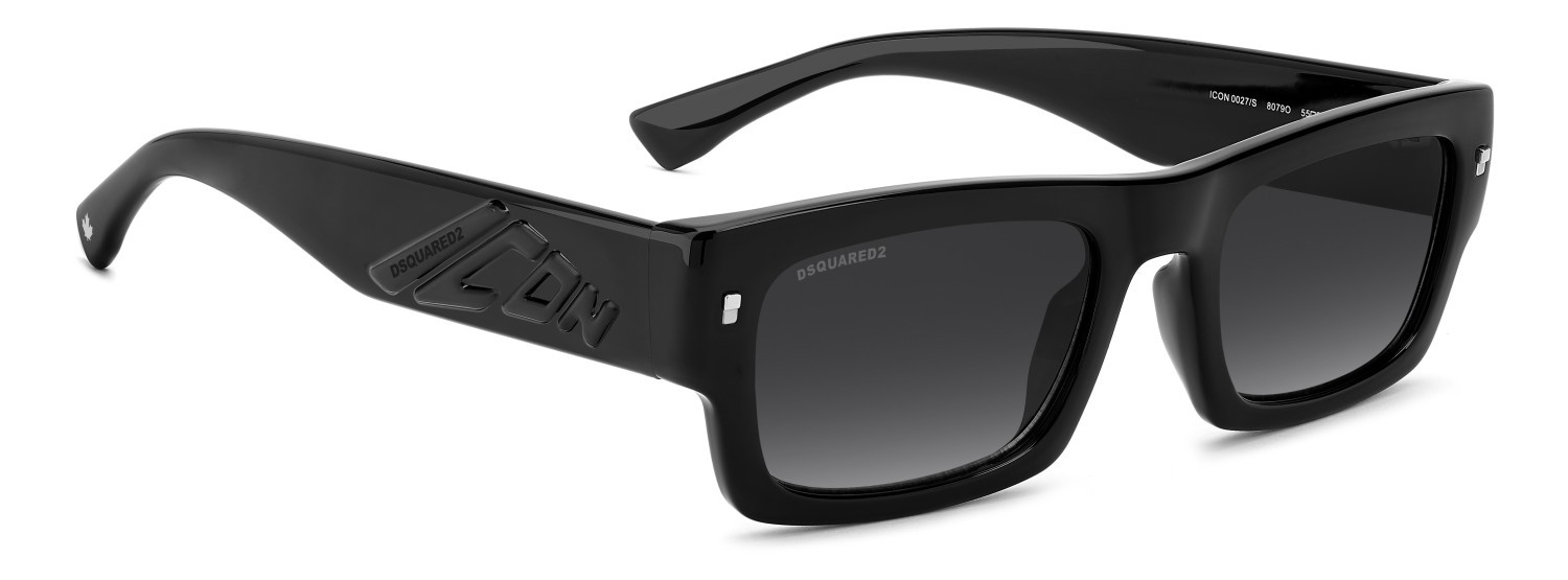 Occhiali da sole Dsquared2 Icon 0027/S 208357 807 9O colore black forma rettangolare lenti dark grey shaded
