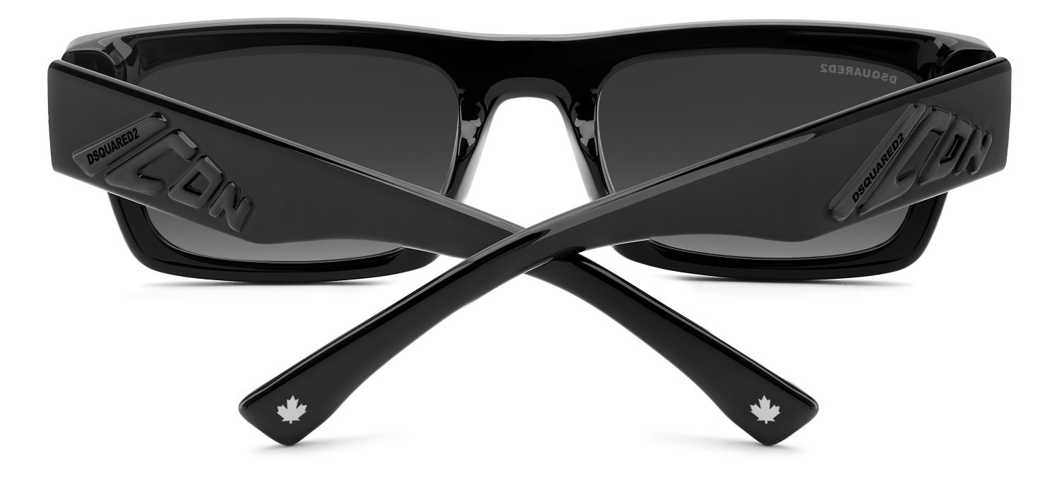 Occhiali da sole Dsquared2 Icon 0027/S 208357 807 9O colore black forma rettangolare lenti dark grey shaded