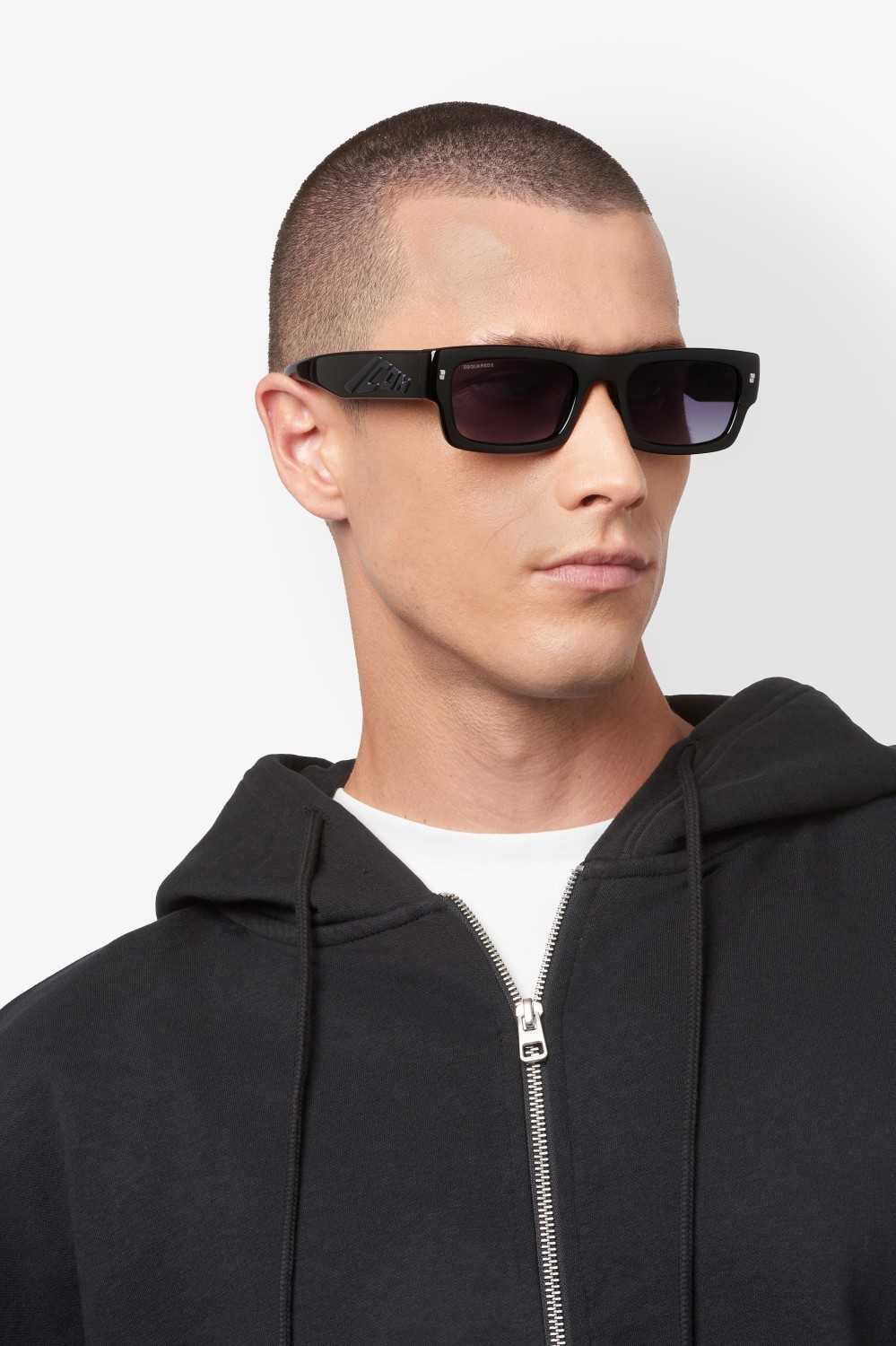 Occhiali da sole Dsquared2 Icon 0027/S 208357 807 9O colore black forma rettangolare lenti dark grey shaded