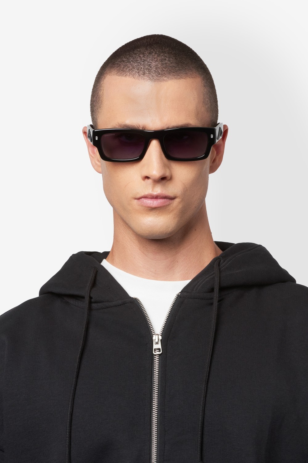 Occhiali da sole Dsquared2 Icon 0027/S 208357 807 9O colore black forma rettangolare lenti dark grey shaded