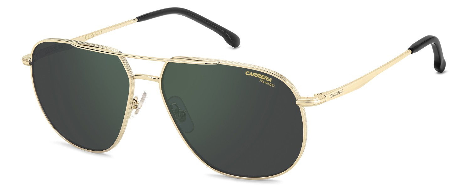 Occhiali da sole Carrera 363/S 208371 RHL Q3 colore gold black 2 forma navigator lenti greengrey sp pz hight contrast antirefle
