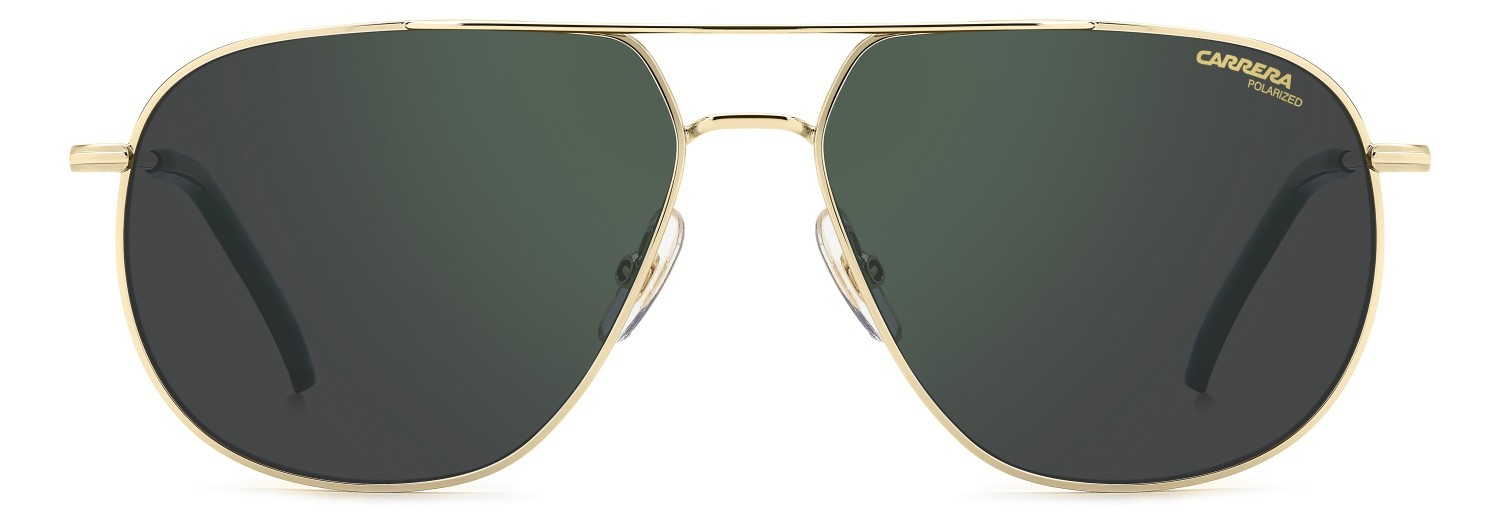 Occhiali da sole Carrera 363/S 208371 RHL Q3 colore gold black 2 forma navigator lenti greengrey sp pz hight contrast antirefle
