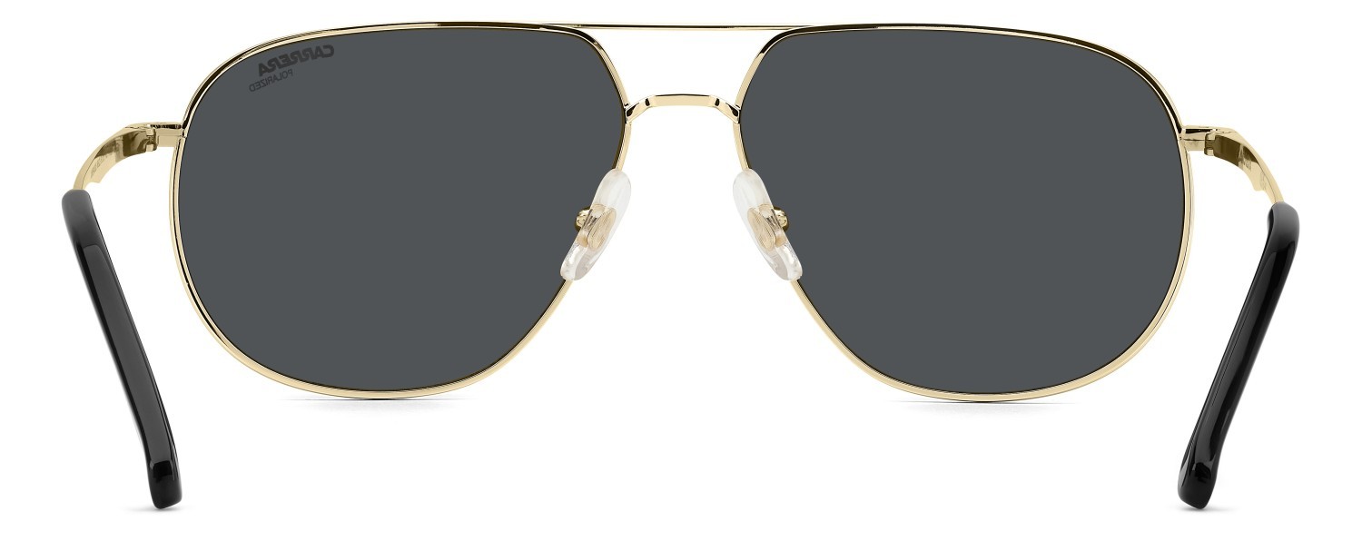 Occhiali da sole Carrera 363/S 208371 RHL Q3 colore gold black 2 forma navigator lenti greengrey sp pz hight contrast antirefle