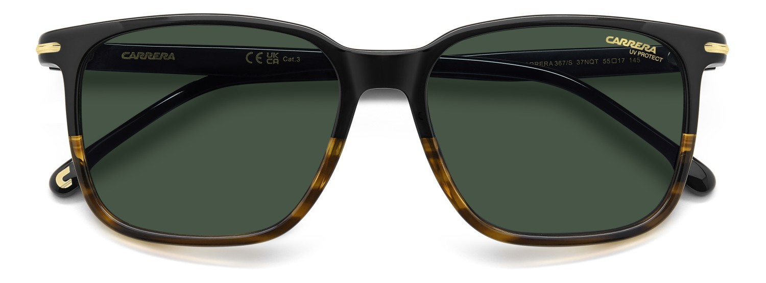 Sonnenbrillen Carrera 367/S 208374 37N QT farbe black horn form rechteckig gläser green