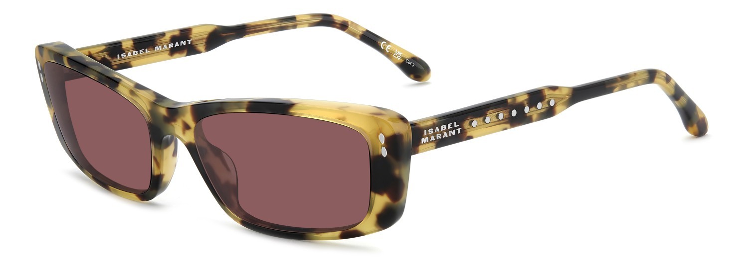 Sunglasses Isabel Marant Im 0243/G 208384 EPZ 4S color yellow havana shape rectangle lenses burgundy