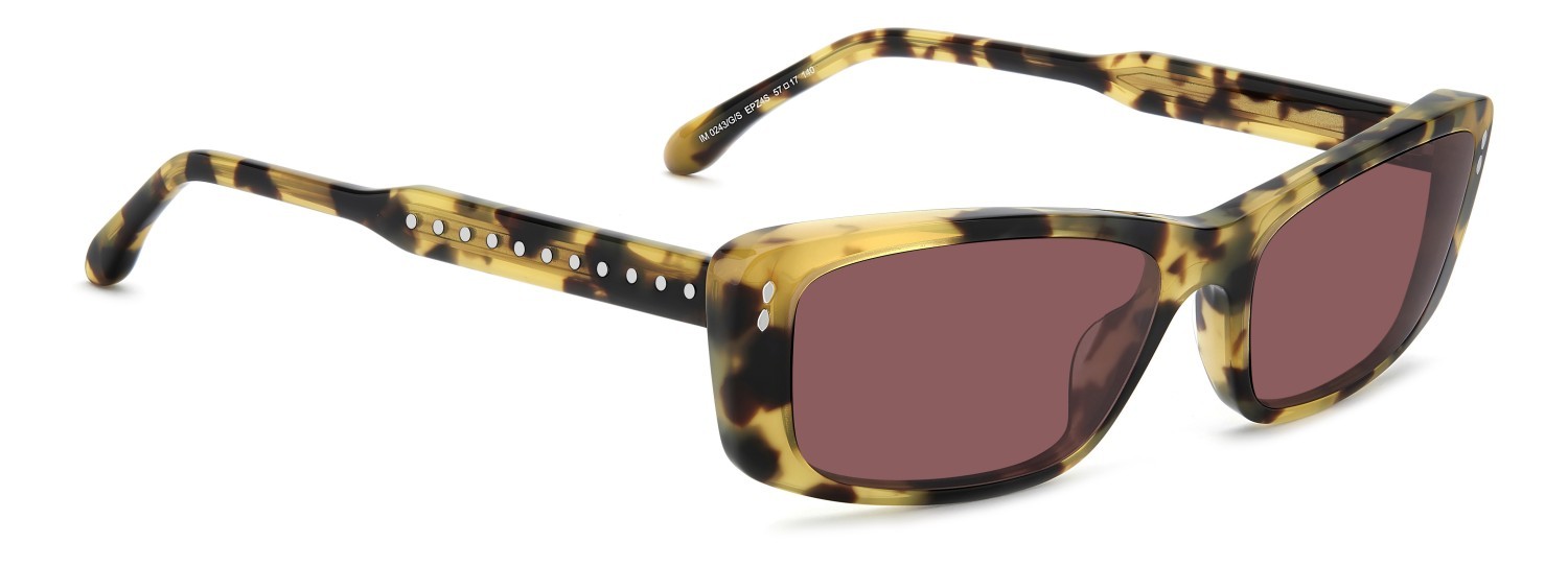 Sunglasses Isabel Marant Im 0243/G 208384 EPZ 4S color yellow havana shape rectangle lenses burgundy