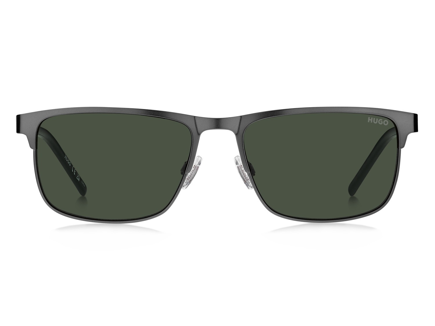 Sunglasses Hugo Hg 1385/S 208385 R80 QT color matte dark ruthenium shape rectangle lenses green