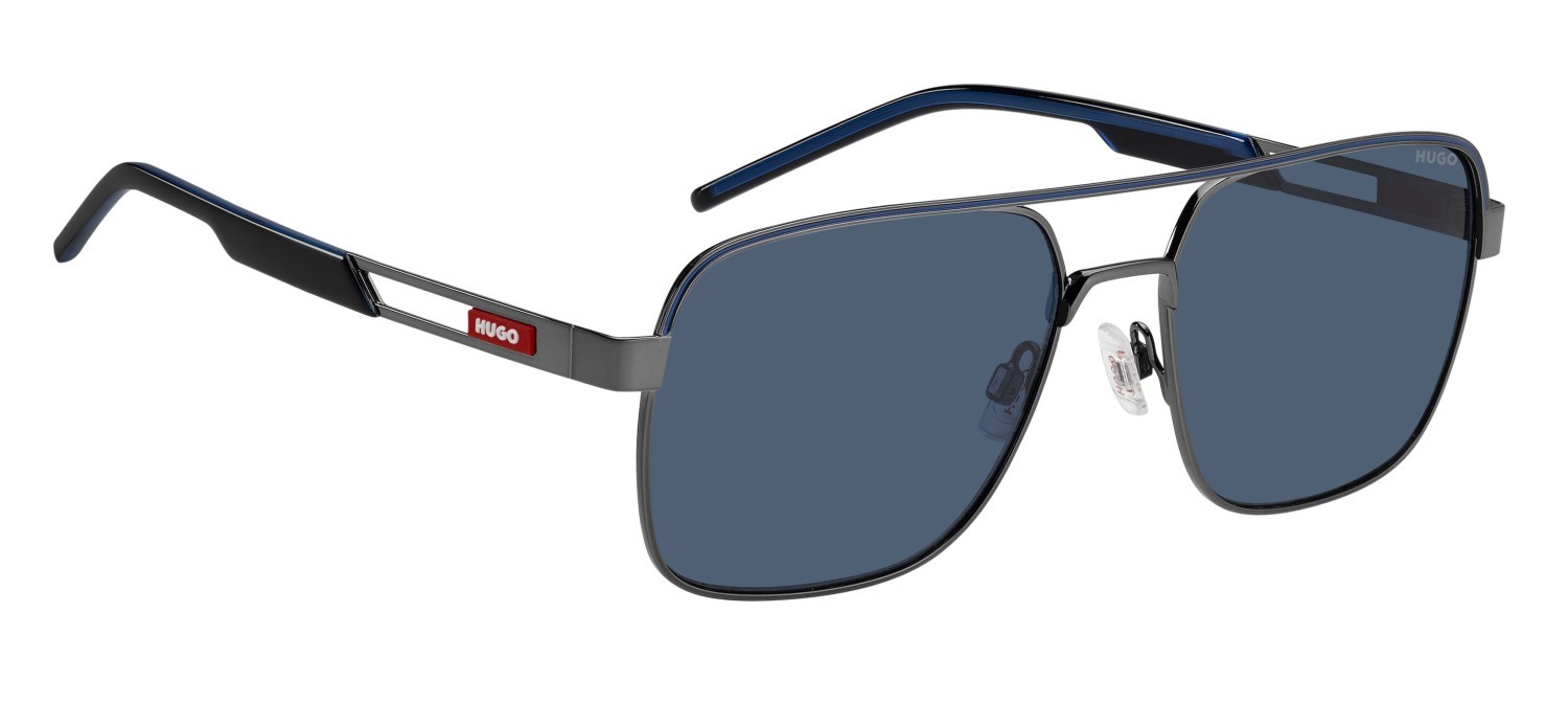 Sunglasses Hugo Hg 1384/S 208386 V81 KU color dark ruthenium black shape square lenses blue