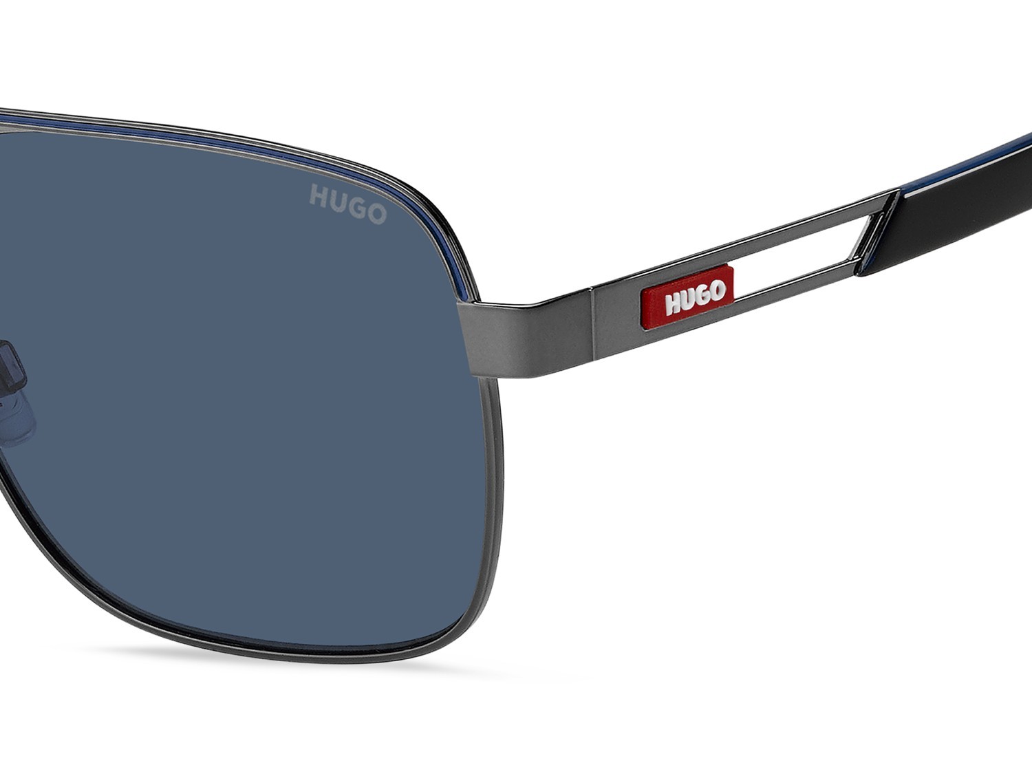 Sunglasses Hugo Hg 1384/S 208386 V81 KU color dark ruthenium black shape square lenses blue