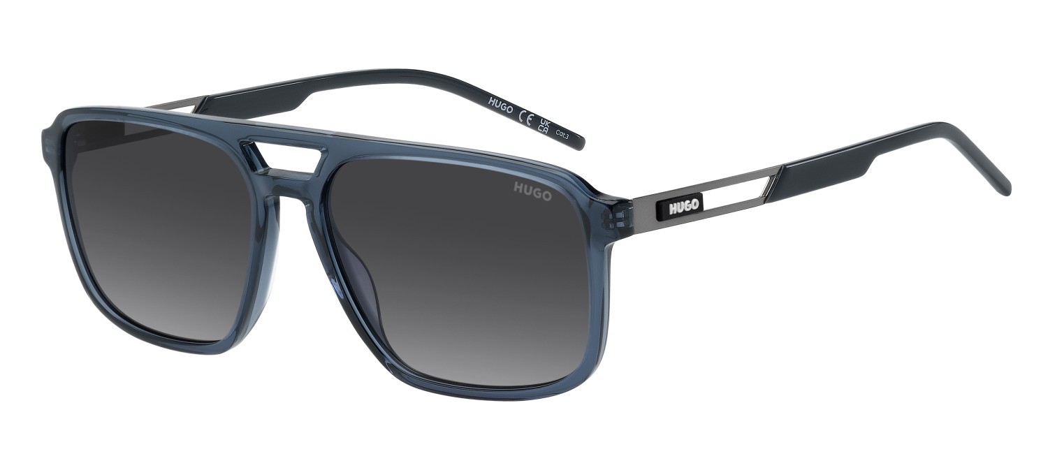 Sunglasses Hugo Hg 1383/S 208387 PJP 9O color blue shape navigator lenses dark grey shaded