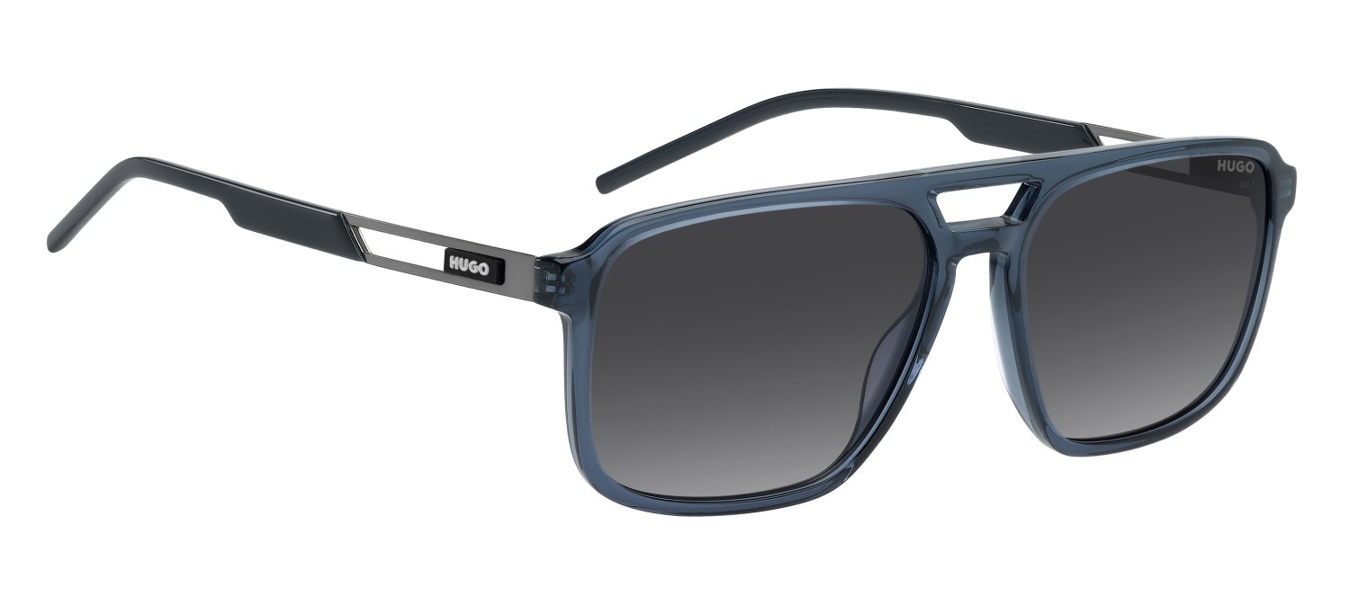 Sunglasses Hugo Hg 1383/S 208387 PJP 9O color blue shape navigator lenses dark grey shaded