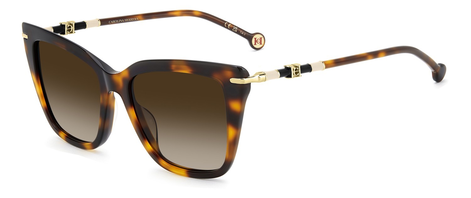 Occhiali da sole Carolina Herrera Her 0351/G 208388 086 HA colore havana forma cat eye lenti brown shaded