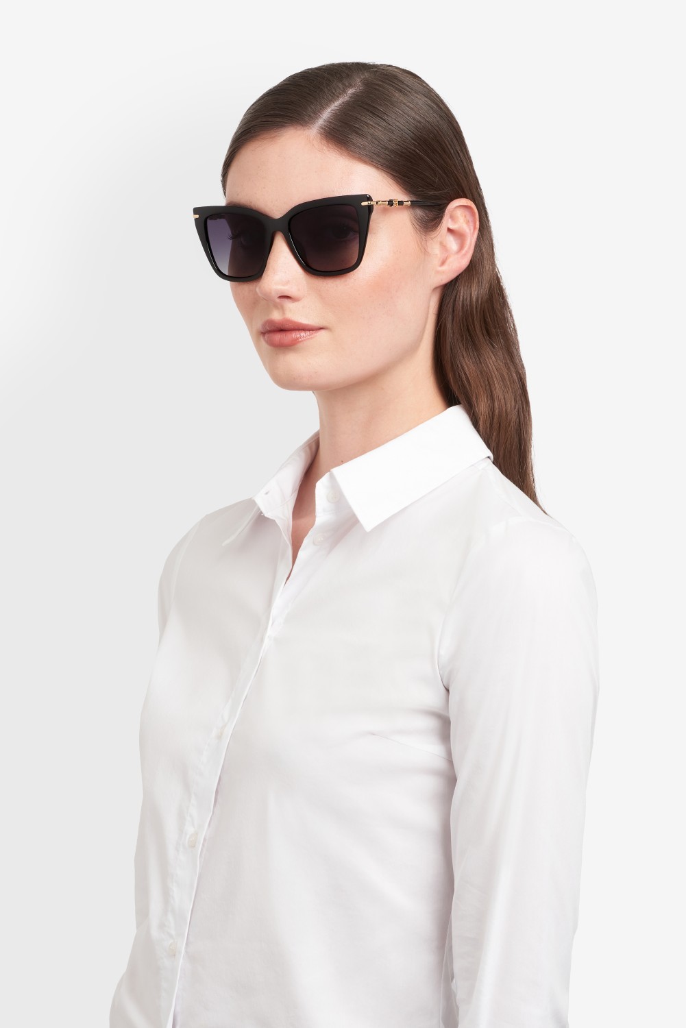 Occhiali da sole Carolina Herrera Her 0351/G 208388 807 9O colore black forma cat eye lenti dark grey shaded