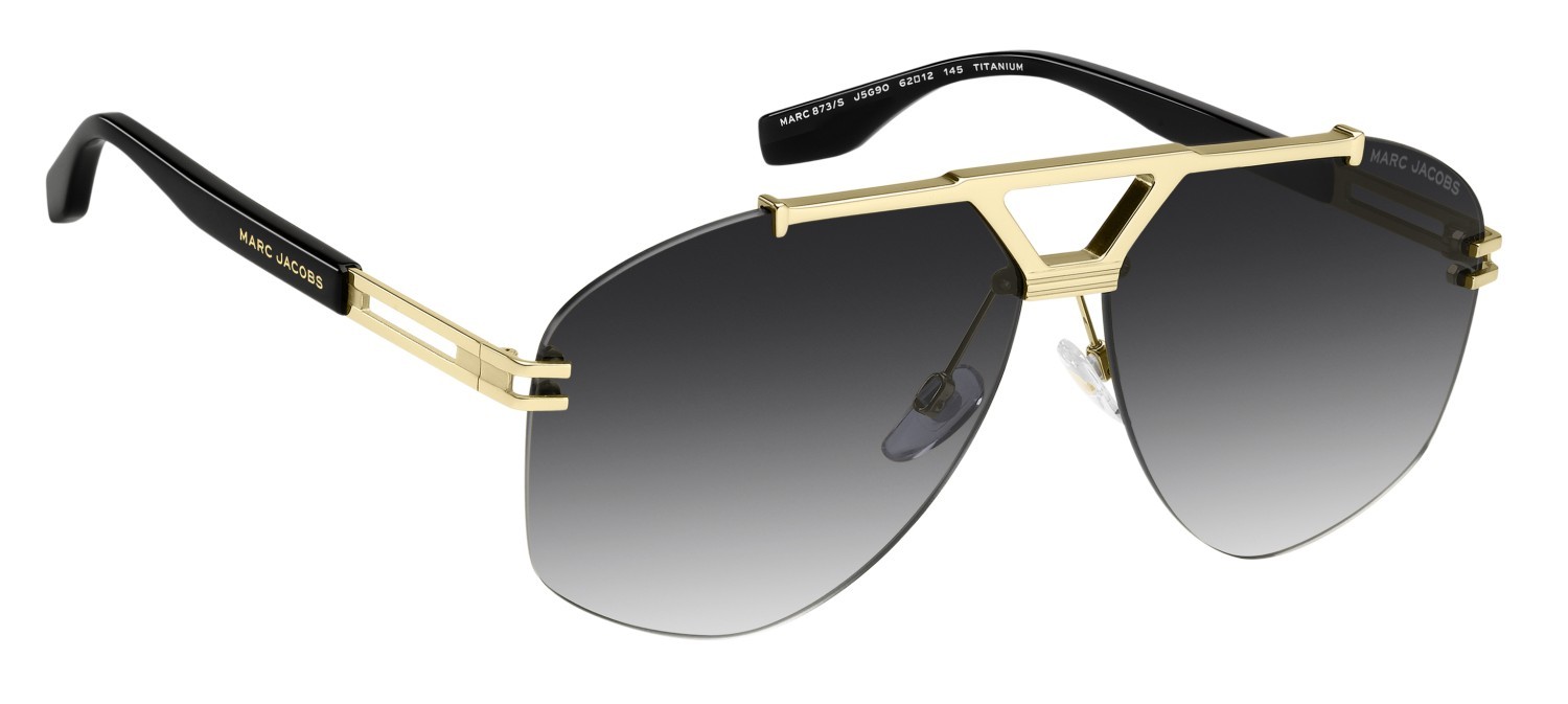 Sunglasses Marc Jacobs 873/S 208391 J5G 9O color gold shape aviator lenses dark grey shaded