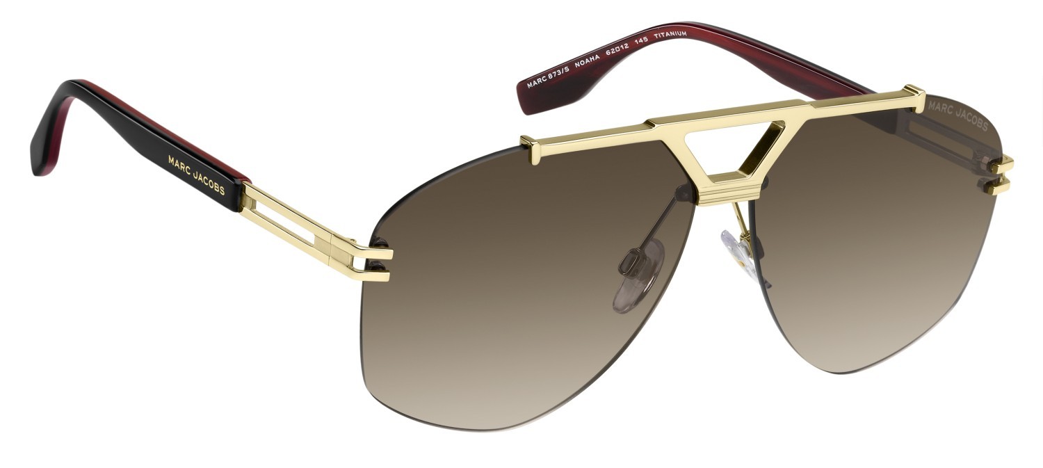 Occhiali da sole Marc Jacobs 873/S 208391 NOA HA colore gold burgundy forma aviator lenti brown shaded