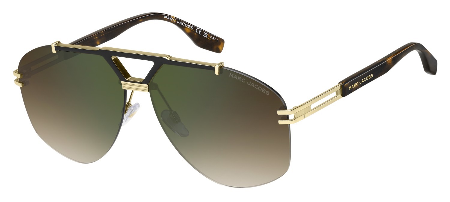 Occhiali da sole Marc Jacobs 873/S 208391 RHL CS colore gold black 2 forma aviator lenti green shaded green mirror