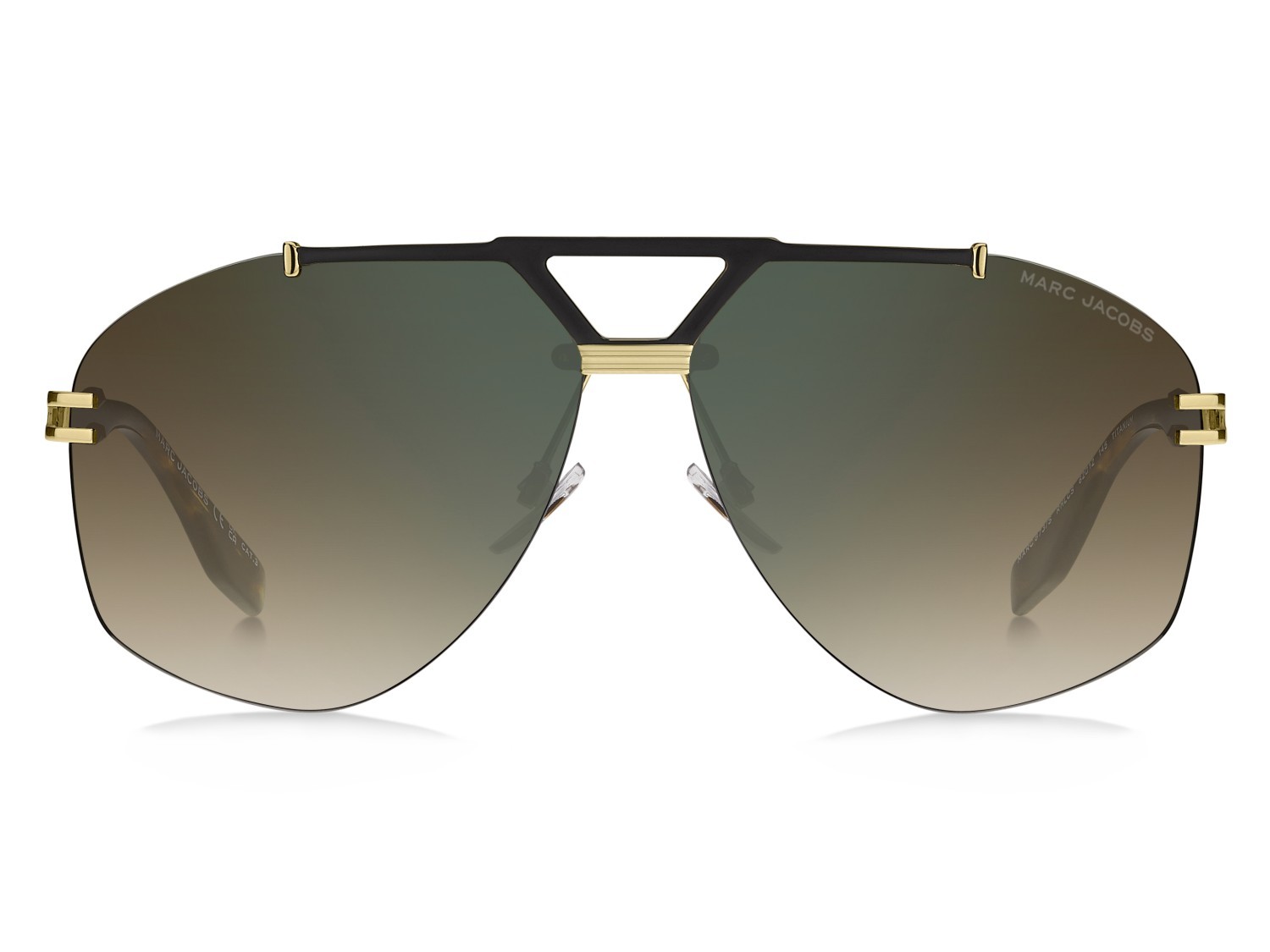 Occhiali da sole Marc Jacobs 873/S 208391 RHL CS colore gold black 2 forma aviator lenti green shaded green mirror