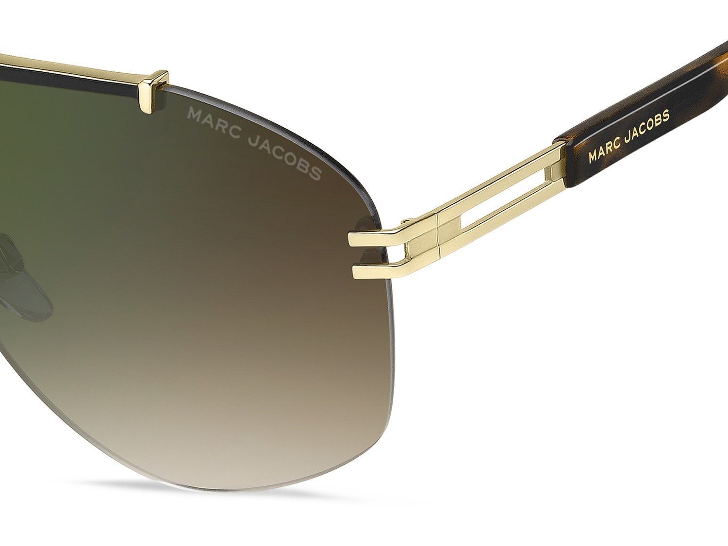 Occhiali da sole Marc Jacobs 873/S 208391 RHL CS colore gold black 2 forma aviator lenti green shaded green mirror