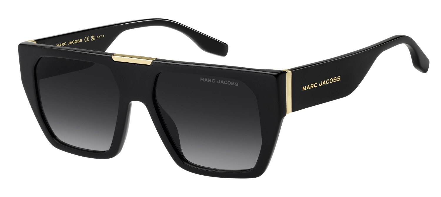 Occhiali da sole Marc Jacobs 877/S 208392 807 9O colore black forma rettangolare lenti dark grey shaded