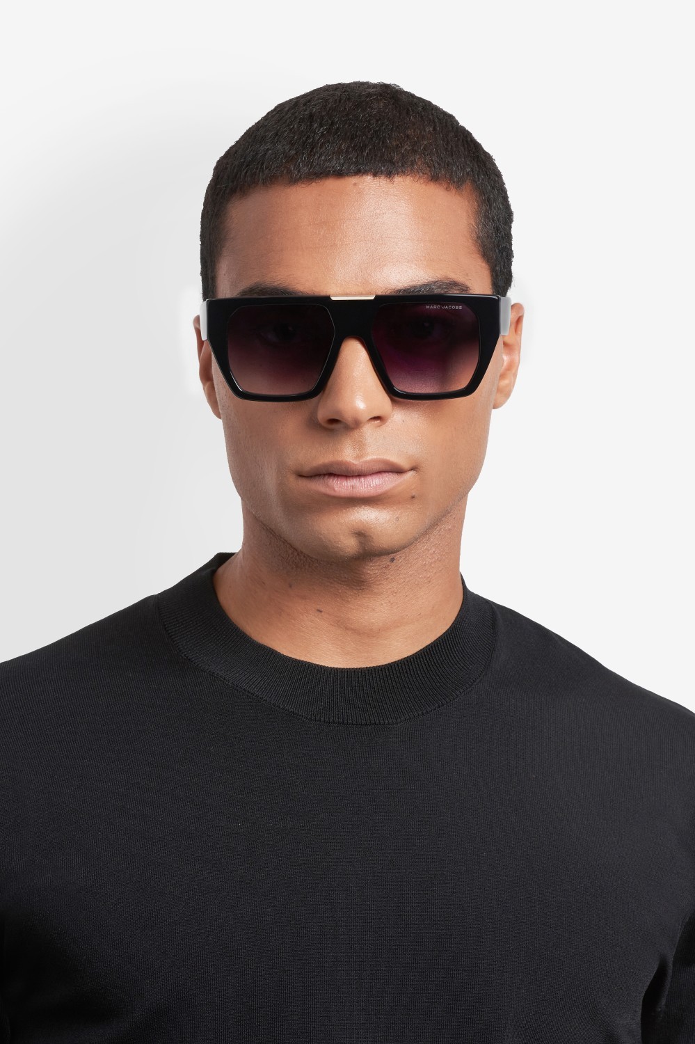 Occhiali da sole Marc Jacobs 877/S 208392 807 9O colore black forma rettangolare lenti dark grey shaded