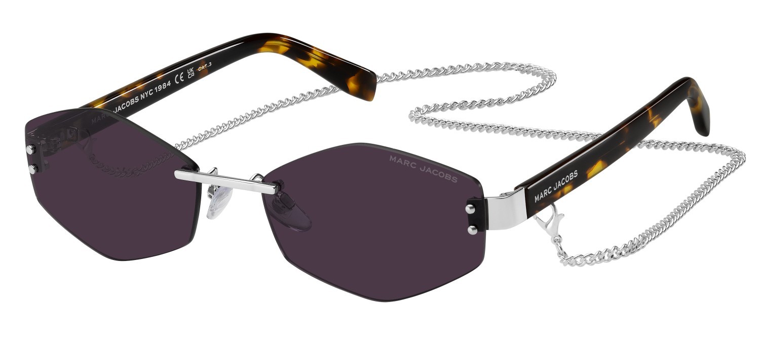 Occhiali da sole Marc Jacobs 496/S AIR 208396 GME UR colore palladium violet forma quadrato lenti violet