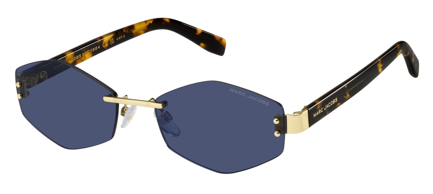 Occhiali da sole Marc Jacobs 496/S AIR 208396 LKS KU colore gold blue forma quadrato lenti blue