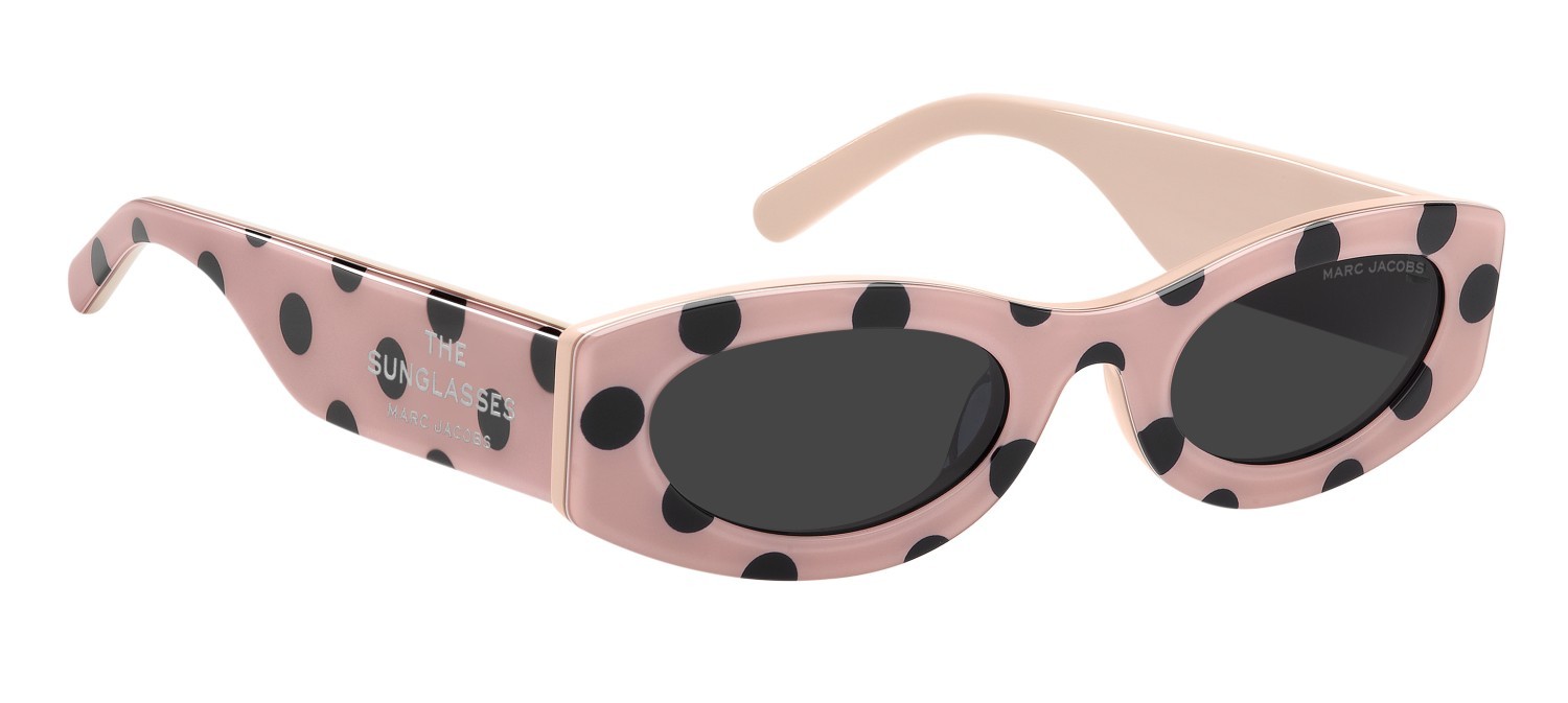 Occhiali da sole Marc Jacobs 858/G 208397 130 IR colore pink black forma ovale lenti grey