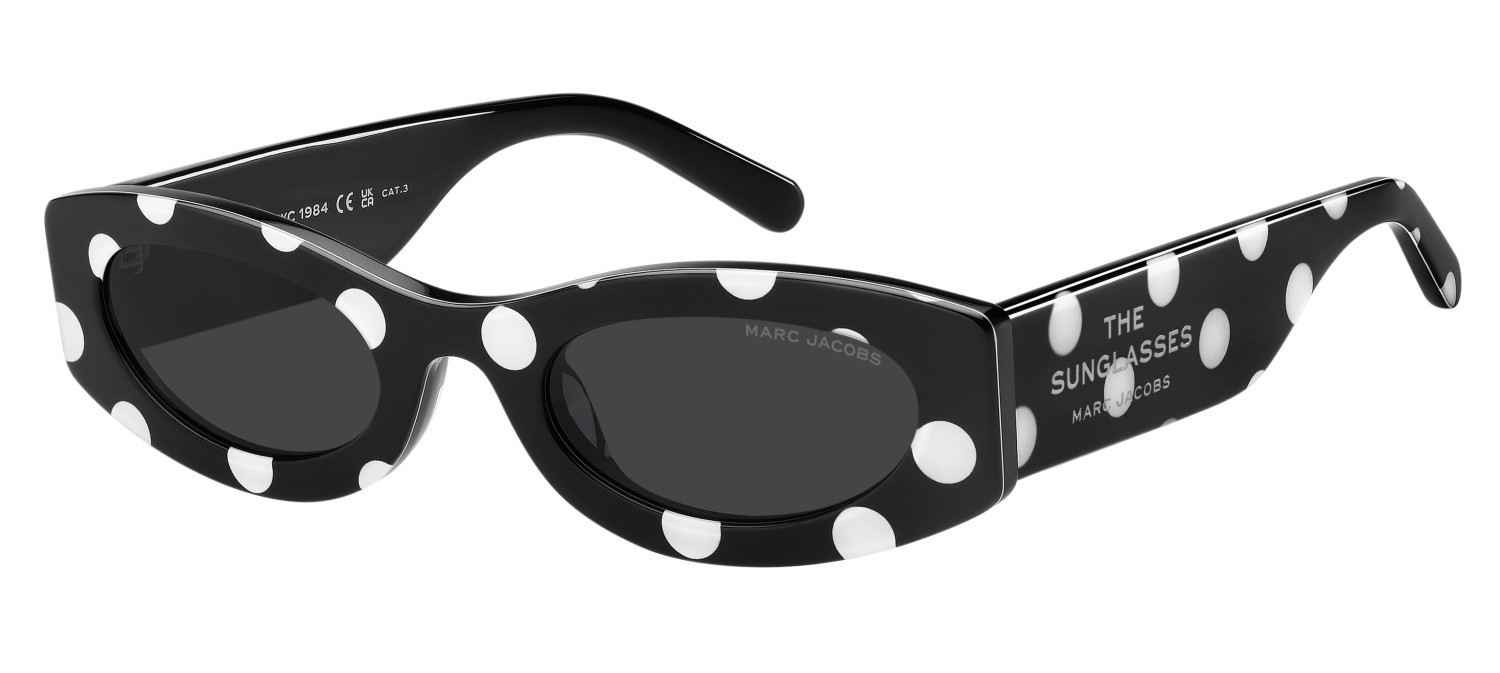 Occhiali da sole Marc Jacobs 858/G 208397 80S IR colore black white forma ovale lenti grey