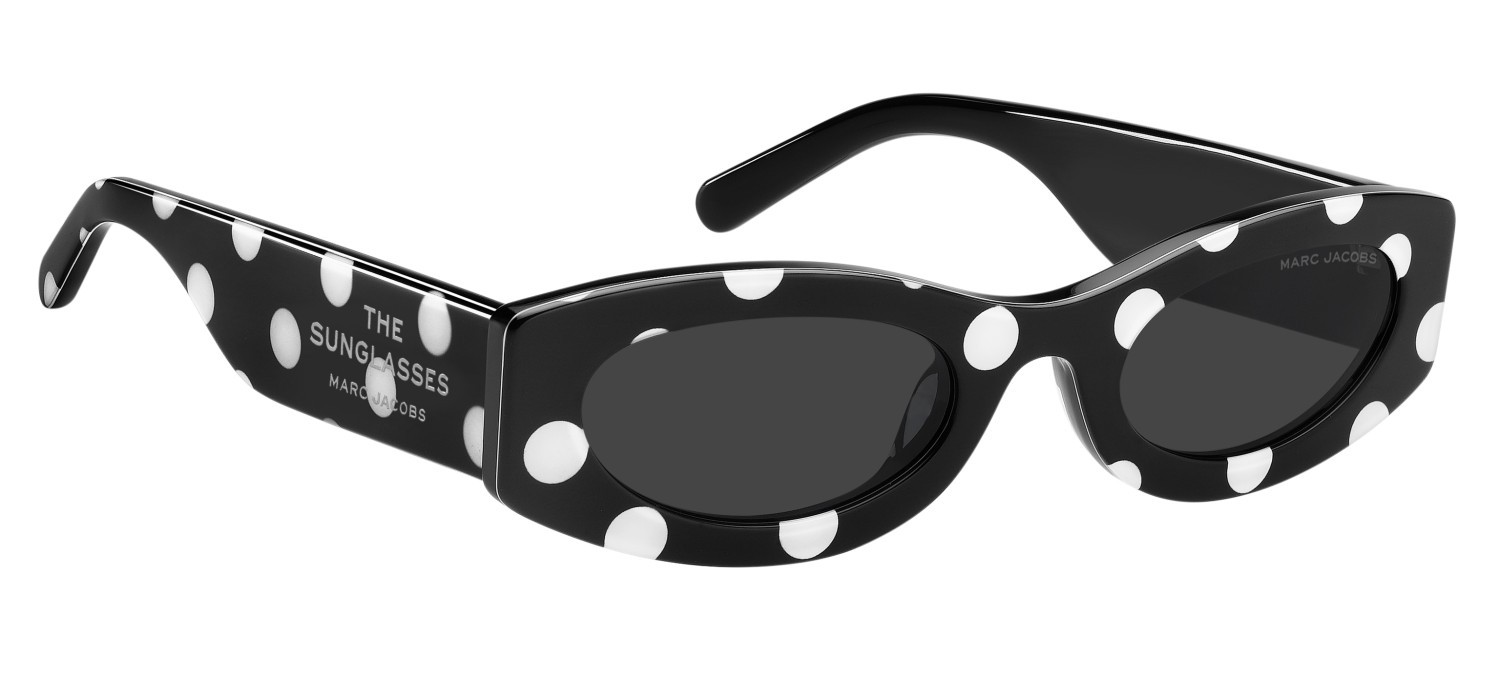 Occhiali da sole Marc Jacobs 858/G 208397 80S IR colore black white forma ovale lenti grey