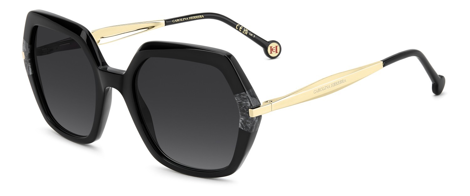 Sunglasses Carolina Herrera Her 0347/S 208407 807 9O color black shape square lenses dark grey shaded