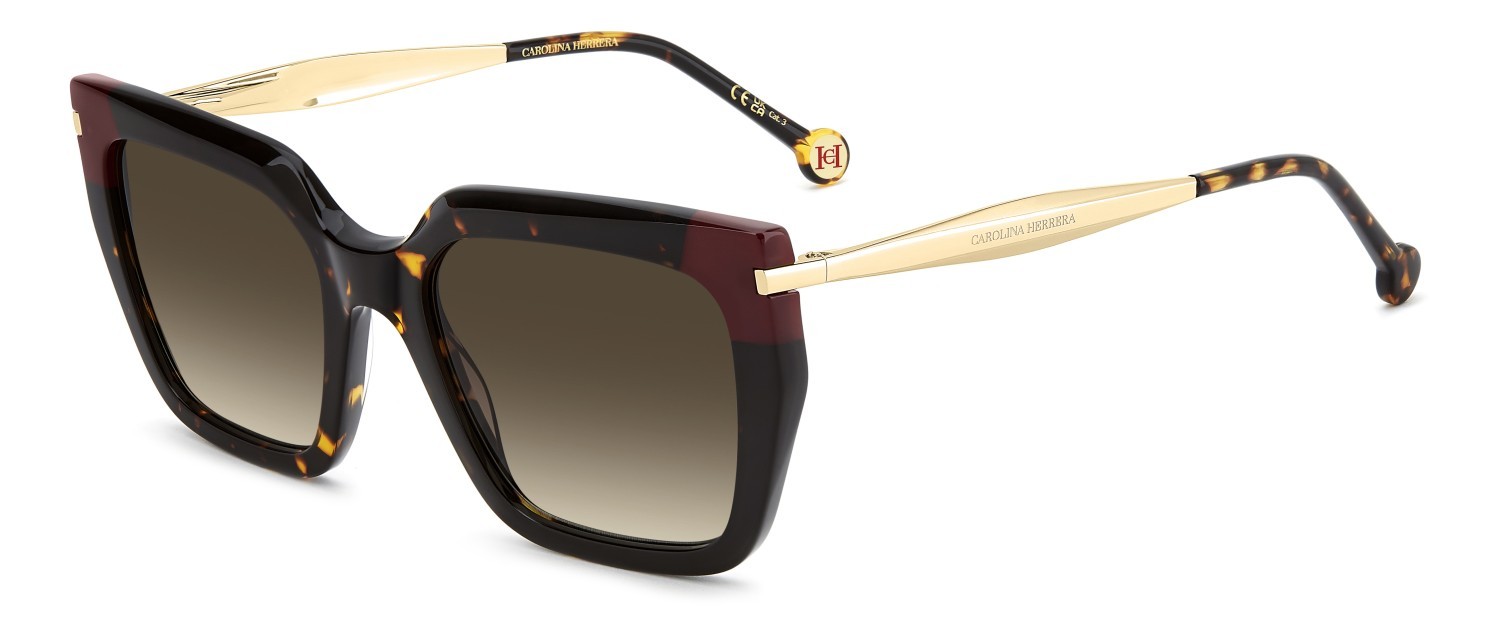 Occhiali da sole Carolina Herrera Her 0348/S 208408 086 HA colore havana forma rettangolare lenti brown shaded